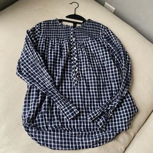 J Crew Navy gingham light weight top. Size 14